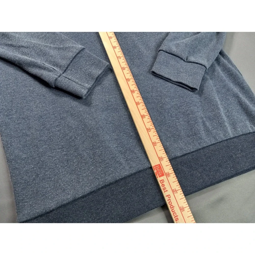 Wrangler Mens Long Sleeve Premium Fit Tee Blue Cotton Logo Shirt Large
